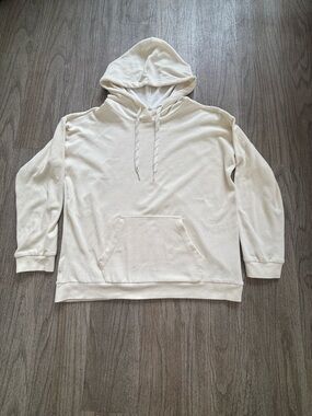 Women’s Cream Hooded Pullover Sweatshirt - Lightweight Casual Hoodie